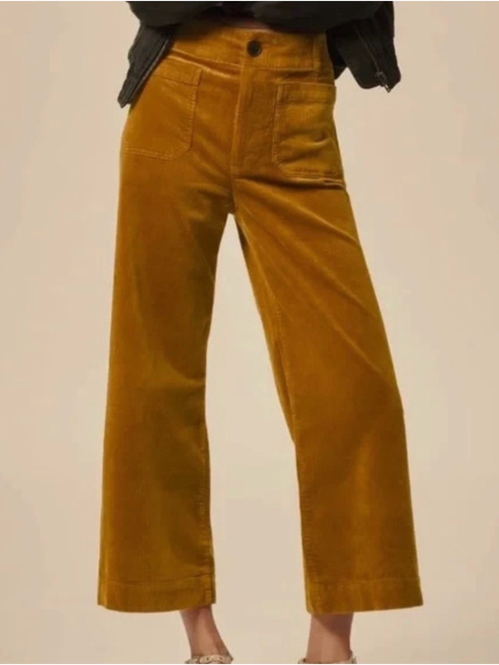 NWT Maeve by Anthropologie The Colette Corduroy Cropped Wide Leg Pants in Bronze - Picture 3 of 10